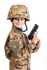 Fototapeta premium Young soldier with gun