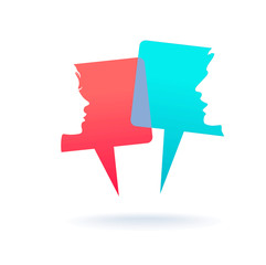 people icons with colorful dialog speech bubbles