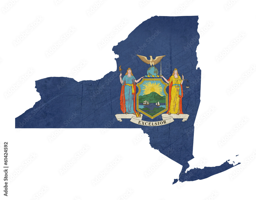 Wall mural grunge state of new york flag map