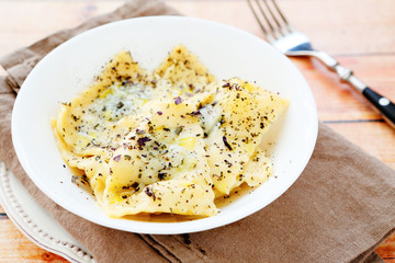 homemade ravioli with ricotta and spinach