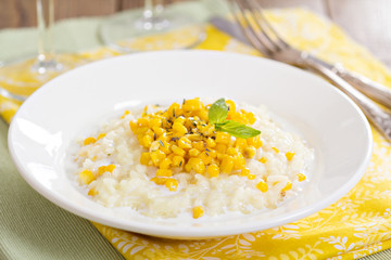 Risotto with baked corn