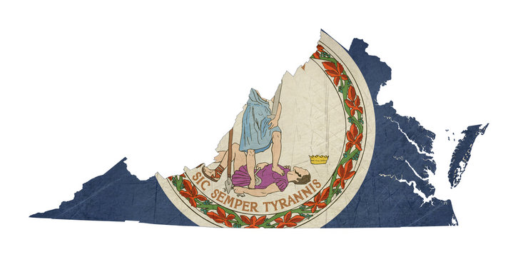 Grunge state of Virginia flag map
