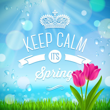 Keep calm it's spring - vector illustration