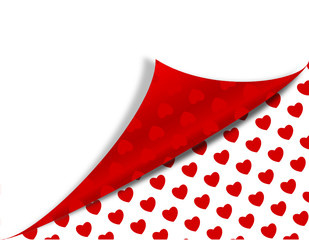 Paper with folded corner and heart - vector