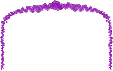 Frame of purple hearts, Valentine's background with hearts