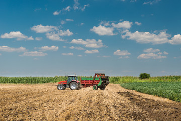 Manure spreader working