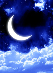 Obraz na płótnie Canvas Bright moon in the night sky