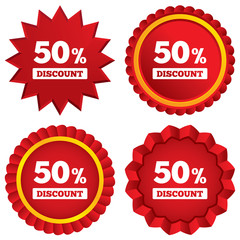 50 percent discount sign icon. Sale symbol.