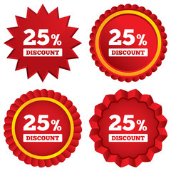 25 percent discount sign icon. Sale symbol.