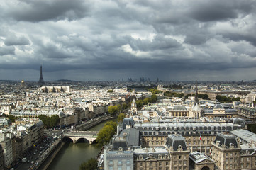 Aerial view of Paris, Eiffel Tower and Senna