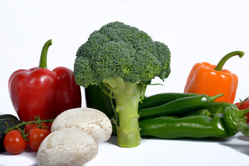 Fototapeta na wymiar broccoli surround different seasonal vegetables