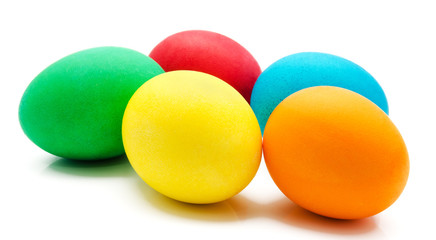 Colorful easter eggs isolated over white
