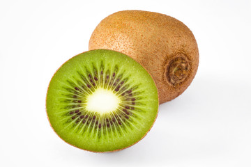isolated whole anf half kiwi fruit