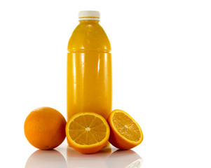 bottle with fresh orange juice