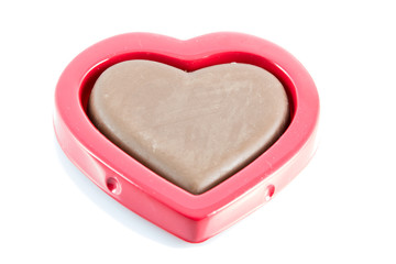chocolate golden heart shape on red box