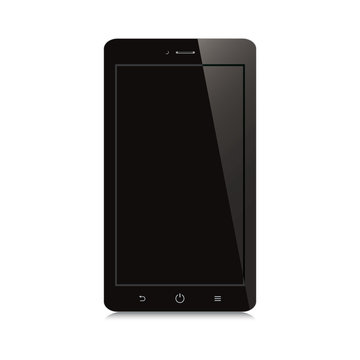 smartphone with black blank screen on white background