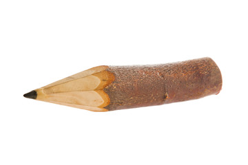 Unique sharp wooden Pencil isolated on white