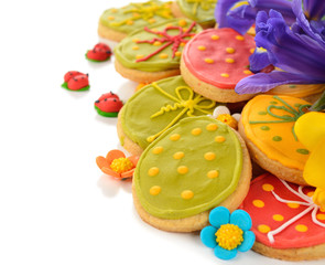 Fototapeta na wymiar Easter cookies decorated with icing