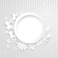 Paper flowers with ring on white