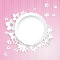 Paper flowers with ring on pink