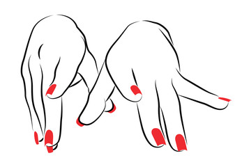 Female Palms with Red Manicure - 61437705