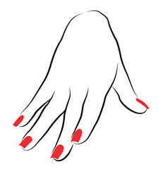 Female Palm with Red Manicure - 61437709