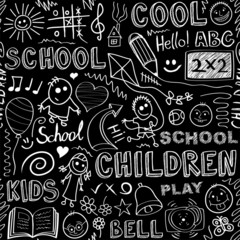Back to school. Sketchy elements seamless pattern.