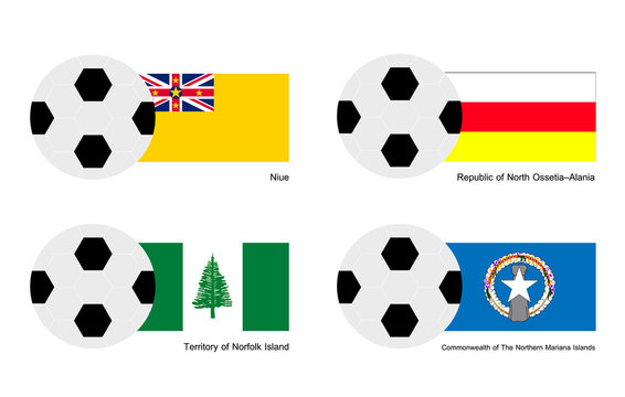 Football with Niue, Ossetia Alania,  Mariana Flag