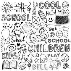 Back to school. Sketchy design elements.