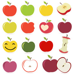 Set of  colorful apple fruits vector illustration