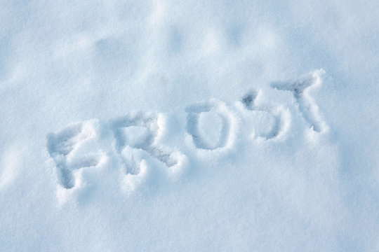 text frost made on the snow surface