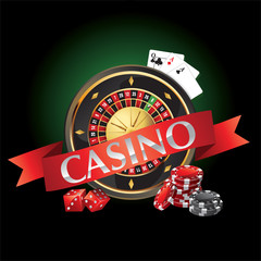 elements casino, roulette, cards - obrazy, fototapety, plakaty