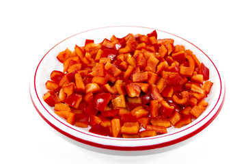 Frisch geschnittene Paprikawürfel