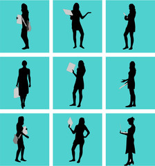 Businesswomen ,black silhouettes - Illustration