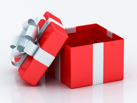 open red gift boxes with white  ribbon