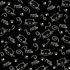 Cartoon seamless pattern with cute cats