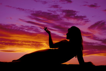 Silhouette bikini lay side hand up