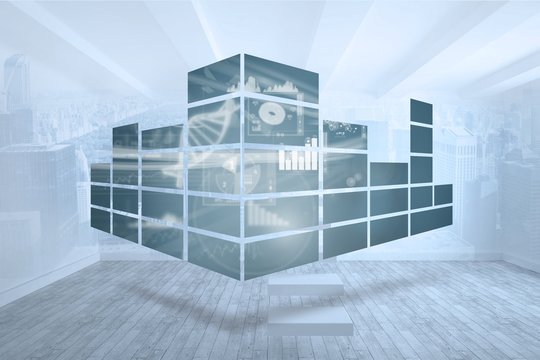 Composite image of dna interface on abstract screen - Powered by Adobe