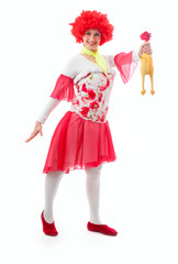 Woman clown with red hair