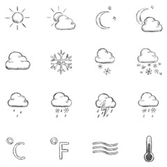 Fototapeta premium vector set of sketch weather icons