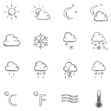 vector set of sketch weather  icons