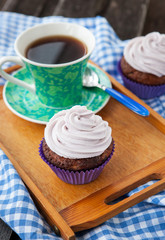 Cupcake and cup of coffee