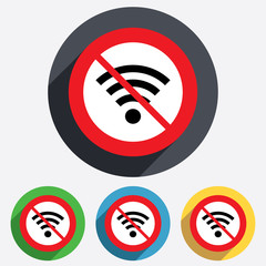 No Wifi sign. Wi-fi symbol. Wireless Network.