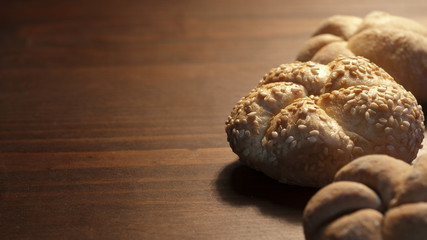 bread on wooden table