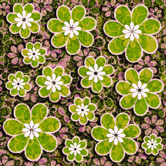 Green and Pink Flower Scrapbook Paper