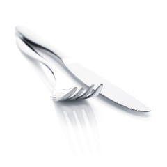 Silverware or flatware set of fork and knife