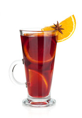 Christmas mulled wine with orange and spices