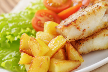 roasted codfish fillet with vegetables