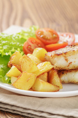 roasted codfish fillet with vegetables