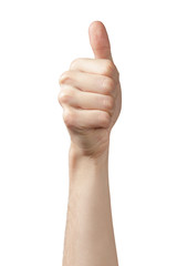 adult man hand thumb up front view